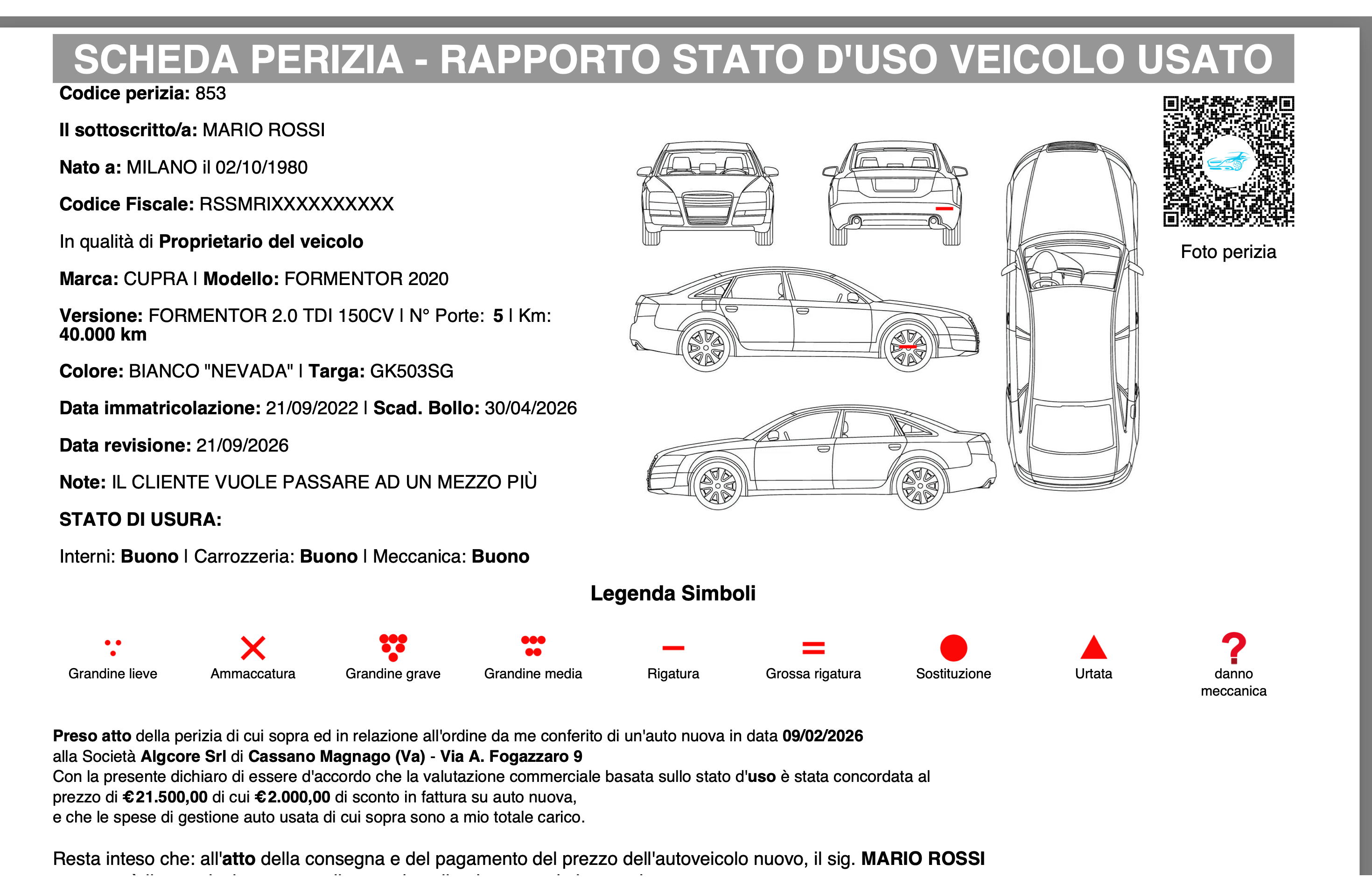 Contratto perizia con QR