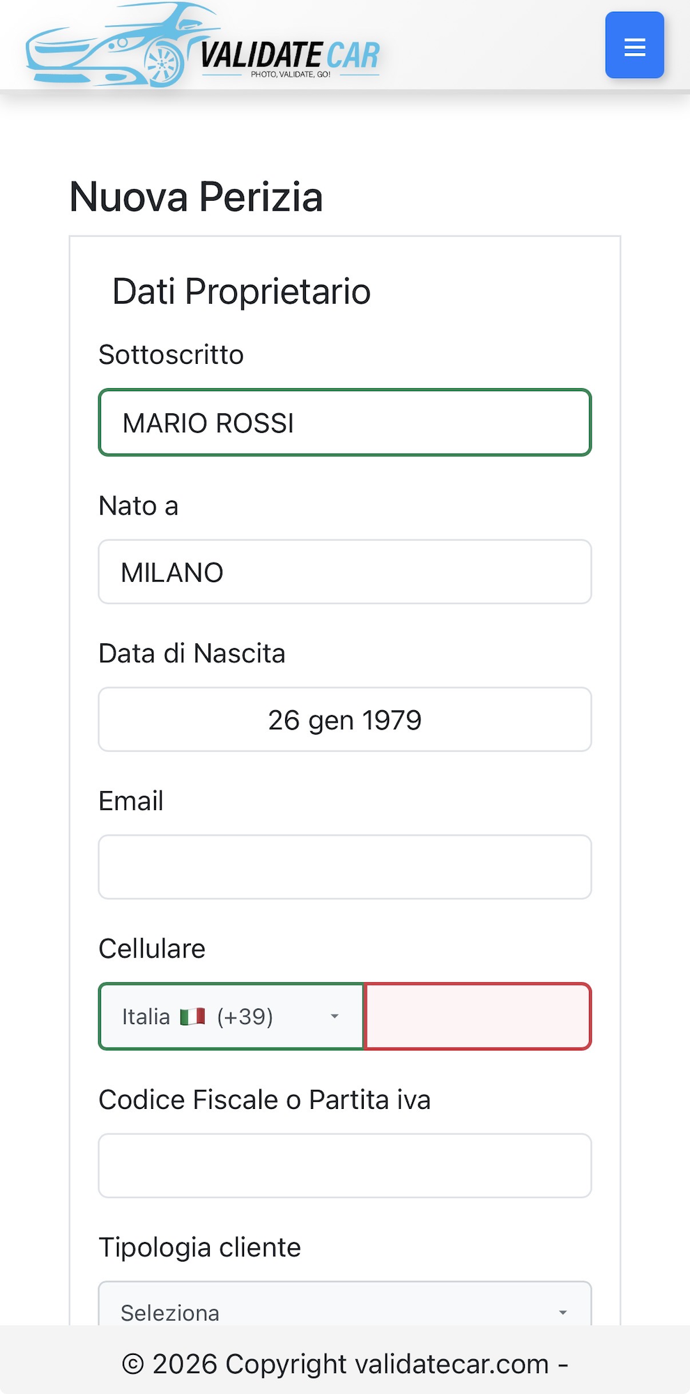Compilazione da smartphone